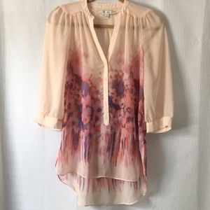Lauren Conrad Sheer Floral Print Popover Top